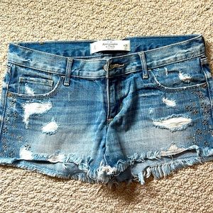Rhinestone Abercrombie and Fitch denim cutoff shorts in size 2 waist 26.